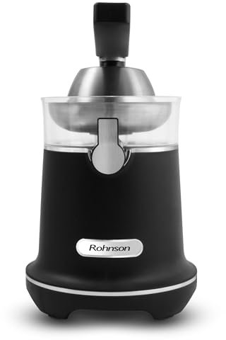 Rohnson Spremiagrumi Elettrico R-465 - Spremi Arancia, Motore Potente 1000W, Spremiagrumi in Acciaio Inox con Manico Ergonomico, Due Coni, Parti Lavabili in Lavastoviglie, Beccuccio Anti-Goccia