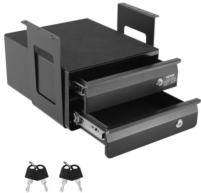 VEVOR Tiroir Coulissant sous Bureau, 365x335x250 mm, Tiroir Organisateur de Rangement de Bureau Caché Verrouillable, Capacité de Charge 5 kg, pour Maison sous Table, Poste de Travail Assis-Debout
