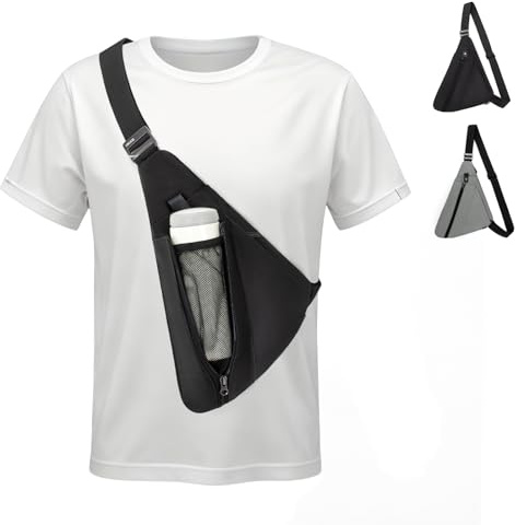 OSOCE Stöldsäker RFID-bröstficka unisex – axelväska för kvinnor och män med stöldskyddande dragkedja – lätt crossbody bag för resor, sport, vardag, svart, XXL