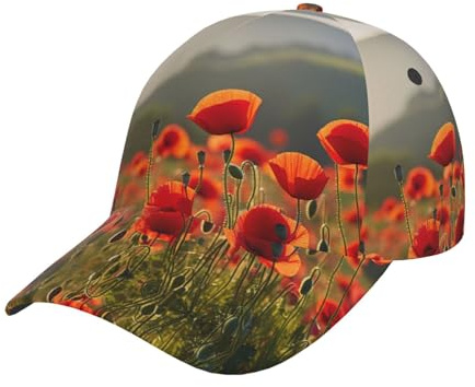 XTYGETY Vallmo blommor tryck baseballkeps för män sol topphatt andas personlig justerbar lastbilskepsar ledig svart, Svart, one size