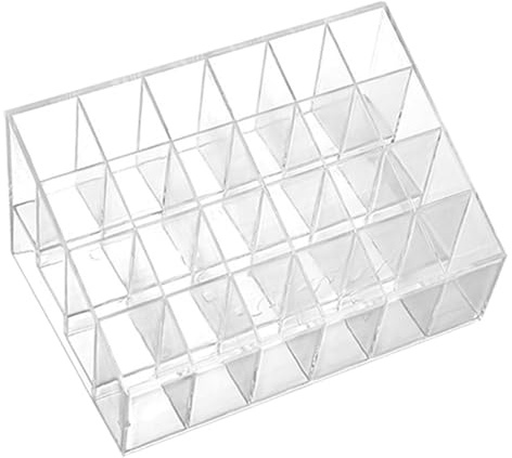 Lipstick Display Case - Clear Acrylic Holder, Mesh Style , Compact Lip Gloss Rack, Desktop Makeup Stand, Lip Storage for Washbasin, Bathroom, Dresser, Travel, Home, Beauty