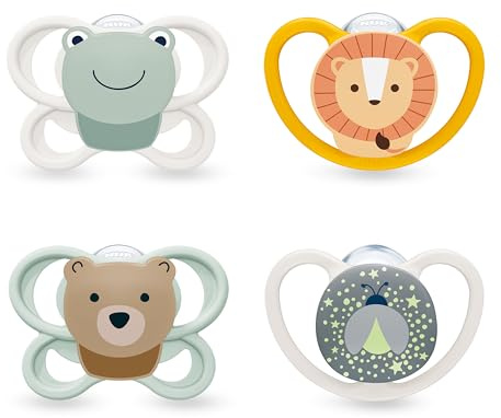 NUK Perfect Match Air nappflaskor för spädbarn | 0-6 månader | Ortodontiska nappar som främjar luftflöde och förhindrar dregelutslag | 95% acceptans hos spädbarn** | Blandade | 4 stycken