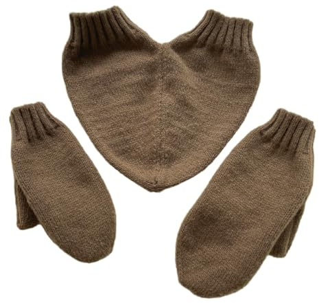 Couple Holding Hands Heart Knit Gloves Set - 3PCS Christmas Gloves for Lovers Couples Mittens Hand in Hand Mittens (Coffee, ONE SIZE)