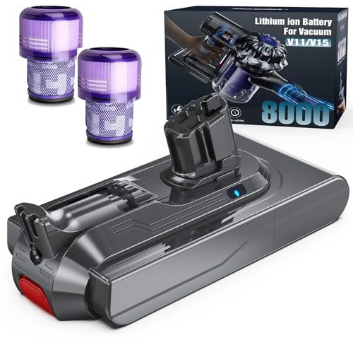 V11 Akku, Morpilot 25.2V 8000mAh Ersatzakku für SV15/SV16/V11 Outsize/Absolute Extra/Absolute Pro/Fluffy Extra/Toque Drive/Animal Cordless Stick mit 2 Stück Filtern