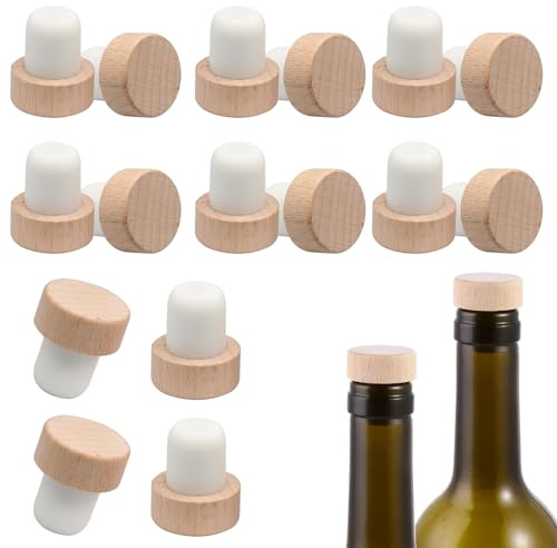 16 Piezas Tapones T de Madera para Botellas de Vino, T-Shape Corchos de Vino, Reutilizables Tapones de Corcho en Forma de T, para Botellas de Vino, Cerveza y Champán, Mantener las Bebidas Frescas