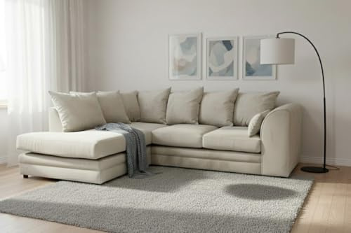 Plush Sofa Set - Soft Plush Velvet Upholstered Corner Settee - Corner Chaise Sofas Bed - Relaxing Curved Arm L Shaped Sofa Seated - 3 Seater 2 Seaters Couches Set for Living Room (Right Hand)
