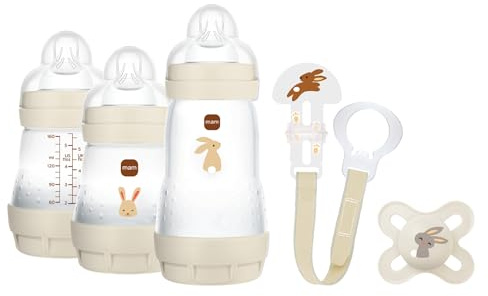 MAM, Set pour nouveau-né, set cadeau, comprend : 2 biberons anti-coliques de 160 ml, 1 biberon anti-colique de 260 ml, 1 tétine originale Start, 1 broche pour sucette, dès la naissance neutre