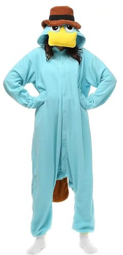 LBJR Adult Unisex Costume, Jumpsuit Onesie, Animal Fancy Dress, Carnival, Halloween Costume, Cosplay, Pyjamas, sky blue, S