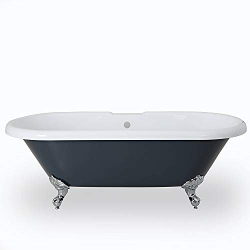 Milano Hest Stone Grey 1795mm x 785mm Double Ended Freestanding Slipper Bath