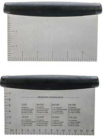 RosewineC Cake Scraper, Fondant Cake Scraper Stainless Steel, Versatile Kitchen Scraper, Dough Cutter for Bread and Pizza Dough with Graduation DIY Cake Tool