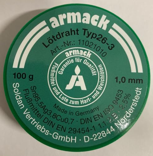 armack Lödtråd typ 26-3 0,5 mm Ø 100 g blyfri Sn95Ag4Cu1 flussmedel fylld