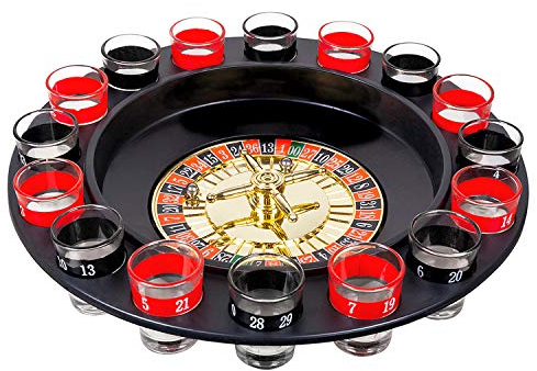 NET TOYS Lustiges Trinkspiel Sauf-Roulette - Schwarz-Rot 30 cm - Originelles Party-Zubehör Trinkspiel für Erwachsene - Bestens geeignet für Junggesellenabschied & Mottoparty