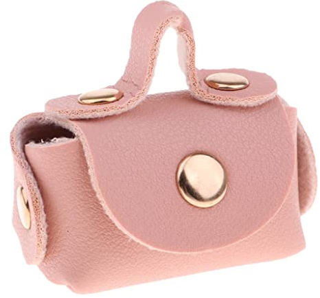 Folpus Miniatur Handtasche PU Leder Puppentasche Umhängetasche Puppenzubehör, Rosa