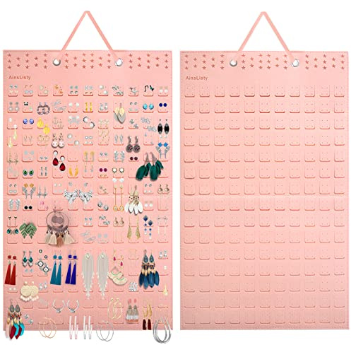 AinsListy Hanging Earrings Organizer, Earring Holder Holds Up To 330 Pairs, Felt Earring Organizers and Storage, Wall Earring Holder Earring Display for Women Girls -1 Pack (Earring Organizer-Pink)