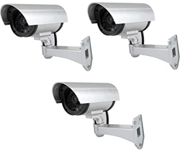 LEOFLA 3 cámaras Falsas al Aire Libre para vigilancia luz LED Intermitente infrarrojo