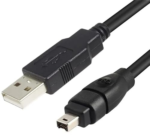 Firewire to USB Adapter Cable for 4 Pin IEEE 1394-a Devices Only Viewing Files on Computer Laptop FireWire 400 to USB 2.0 Connector Cord for Digital Video Cameras External Hard Drives (6 Feet)