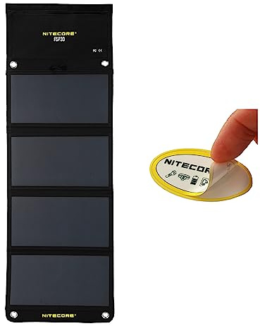NITECORE FSP30 30W Portable Solar Charger, USB-A & USB 3 Output Ports, High Efficent 4 Foldable Panels for Camping Hiking Van RV Trip Compatible with Phones and Tablets with Nitecore Sticker