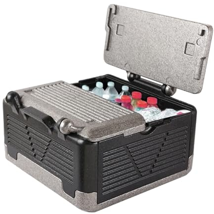 Faltbar Thermobox 26L Styroporbox 43x43x25cm Warmhaltebox für Essen mit Integrierter Deckel Multifunktional Kühlbox Transportbox für Camping Picknicks Lebensmittel Transport(Schwarz + Grau)