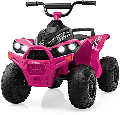 DREAMADE Quad Buggy Électrique Enfants 12V,Voiture Electrique Enfants 3-8Ans avec 2 Vitesses 2,2-4,3 km/h&Pédale&Phares LED&Klaxon&Musique,Véhicule Jouet Garçons Filles (Rose)