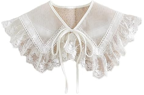 Camisa de mujer con cuello falso de encaje desmontable, cuello falso, puños, gargantilla, corbata, estilo coreano, cuello ahuecado(Blanco)