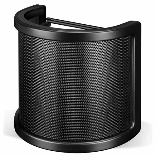 Pop Filter, Profressional Three Layers Metal Mesh & Foam & Etamine Layer Microphone Windscreen Cover,Handheld Mic Shield Mask for Vocal Recording, Videos, Streaming