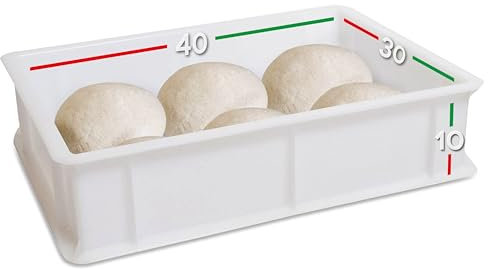 LUNEDA 1 bac à levain, boîte de rangement en plastique polyéthylène, porte-pâte à pizza, pain superposable, 12 litres, fabriqué en Italie, 30 x 40 x 10 cm (bac uniquement)