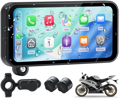 Wonsidary W622 Écran Moto CarPlay sans Fil 6,25 Touchscreen, Compatible avec Apple CarPlay & Android Auto,Navigation,Commande vocale, IP67 étanche,TPMS,Dual Bluetooth,Alimentation USB/ACC