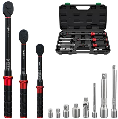 TAGVIT momentnyckel 1/4 tum & 3/8 tum & 1/2 tum, 3 delad momentnyckel set (1–25N.m5-60N.m20-220N.m)