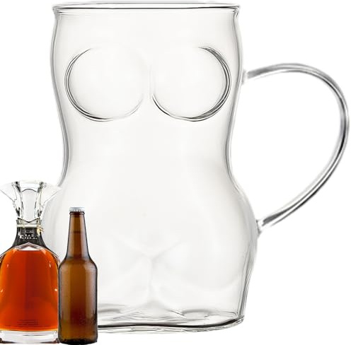 Generisch Grande chope à bière - 8,5 x 14 cm - Sans anse - Avec anse - Forme féminine élégante - De qualité supérieure - Pour la maison, le bar, les fêtes, cadeau - Pour la maison, le bar, les fêtes