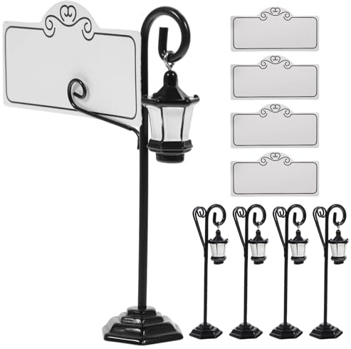 Vaguelly Soportes para Números de Mesa con Pinza para Notas Portatarjetas de Mesa Metal Negro Tamaño Mediano Juego de 5 Unidades para Bodas Banquetes y Restaurantes