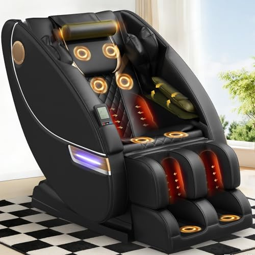 Gegcucey Sillón de Masaje de Cuerpo Completo,con 14 Puntos de Masaje y 8 airbags, calefacción Lumbar y para Las piernas, Masaje con Rodillos para los pies, Altavoz Bluetooth, sillones de Masaje eléct
