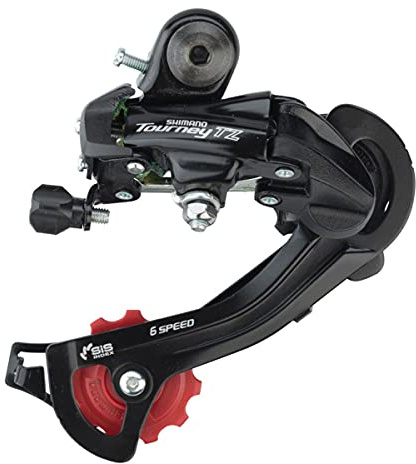 SHIMANO Deragliatore posteriore Tourney RD-TZ500, staffa inclusa, rosso, 6 velocità