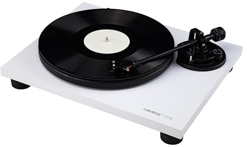 Reloop Turn 2 – Riemenangetriebener analoger HiFi Plattenspieler (33/45 RPM) mit geradem Tonarm, Ortofon OM10 Tonabnehmersystem, druckgegossener Aluminium-Plattenteller mit Chromumrandung