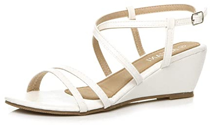 AJVANI wedge heel strappy slingback buckle holiday sandals size 7 40