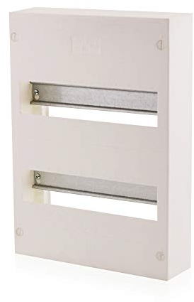 Intratec Sicherungskasten 2-reihig, IP30 – Aufputz Kleinverteiler für 24 Module, kleiner Verteilerkasten für Innenräume, 353 x 250 x 70 mm, Weiß
