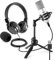 VONYX USB Studio Condenser Microphone Kit with Shock Mount, Tripod Stand & VH120 Over-Ear Headphones for Gaming, Podcasting, Recording, Broadcasting - Compatible with Windows PC & Mac OS