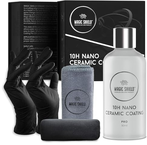 Magic Shield Revêtement céramique PRO 10H – Auto-cicatrisant | Longue durée pour 2 voitures + | Protection avancée SiO2 | Application facile | Brillant comme des bonbons | Parfait pour voitures,