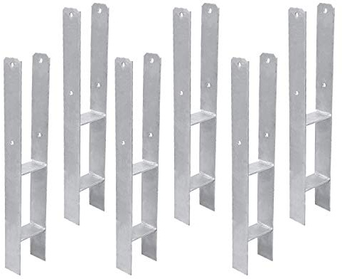 Daromigo Lot de 8 supports de poteau en H avec matériel de fixation - Ancrage de poteau en H à sceller dans le béton - Pour abri de voiture, clôture - 600 x 60 x 141 mm