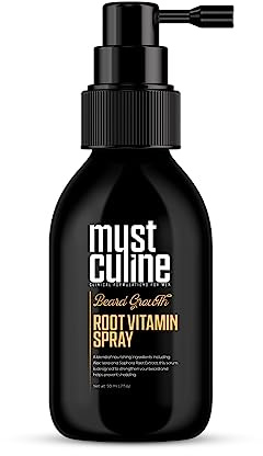 MUSTCULINE Beard Root Vitamin Spray, 1.7 Fl Oz, Unscented, Supports Growth and Strengthening, Fuller, Thicker, Bushy Beards, Adults, Men's Products