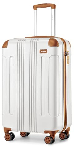 Kono Cabin Suitcase ABS Lightweight Hard Shell - 55x35x20cm 39L Carry-On Hand Luggage 4 Spinner Wheels with Reinforced Corner Protectors (Cream)