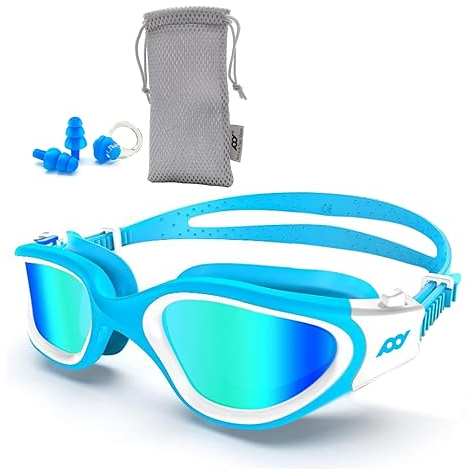 POLARS DESIGN Schwimmbrille für Herren und Damen, polarisiert, UV-Schutz, Anti-Nebel, verstellbarer Gurt, komfortable Profi-Schwimmbrillen für Erwachsene
