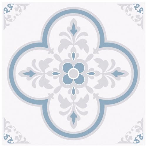 Suelo de vinilo para pegar y despegar, 20 x 20 cm, azulejos decorativos para pared, piso, cocina, baño, apto para todas las superficies lisas, paquete de 10 (Gris-Azul)