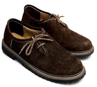 Steigenhöfer - Scarpe da avena da uomo, in vera pelle, per Oktoberfest, celebrazioni ed eventi, marrone scuro., 41 EU