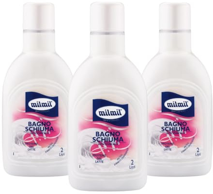 Milmil Bagno Schiuma, Fragranza Proteine del Latte, Pratico Formato Convenienza, Dermatologicamente Testato - 3 x 2000 ml