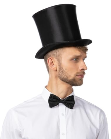 BLACK Gothic Victorian Style Tall Bell Gentlemans Top Hat Steampunk Fancy Dress Cosplay Accessory