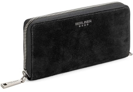 Berliner Bags Premium Geldbörse Lyon, Großes Portemonnaie aus Leder, Geldbeutel mit TÜV-geprüftem RFID-Schutz, für Damen – Schwarz