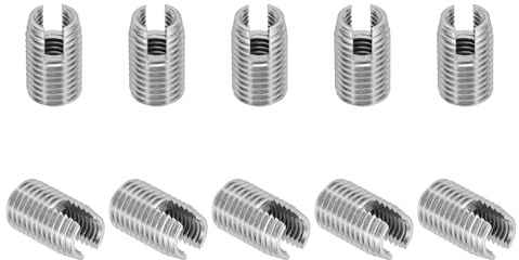 PATIKIL Self-Tapping Threaded Inserts, 10 Pcs M8 x M12 x 20mm 303 Stainless Steel Thread Adapter Reducer Slotted Screw Repair Inserts Nuts Sleeve