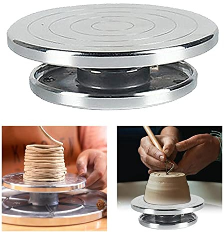 Kopinma Pottery Turntable Metal Banding Wheel, Heavy Duty Clay Banding Wheel Sculpture Swivel Plate for Clay Ceramics & Decorating, Cake Stand, Arts & Crafts (7 / 18cm Diameter)