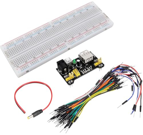 VISSQH 830 Point breadboard,Mini Breadboard Solderless Breadboard Breadboard Kit with jumper wire cable, power supply adapter, DC cable, for electronics testing DIY