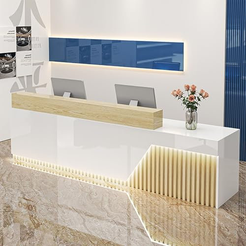 Empfangstheke Moderne Mit LED-Lichtern Empfangstresen Bürotheke Mit Abschließbaren Schubladen Rezeptionstheken Für Firmenhallen Hotelrezeptionen Bekleidungsgeschäften Konditoreien Obstgeschäften(I-2,1